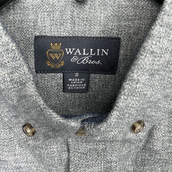 WALLIN & BROS Mens Heather Gray Button-Down Shirt NEW Frost Grindle Cotton Sz S - Picture 5 of 6